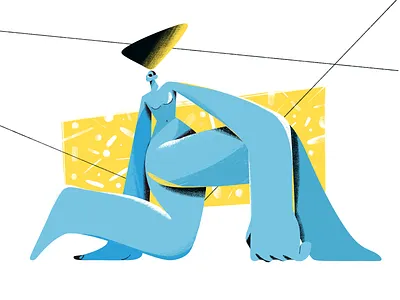 Disproportional 2d characters design explainer flat geometry girl illustration procreate shape texture