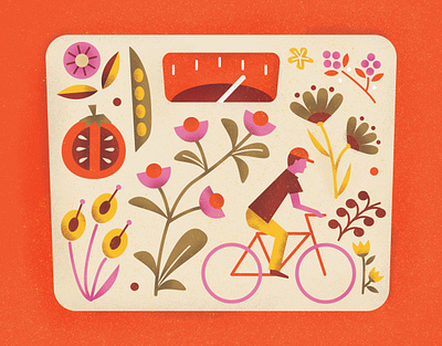 Health bike cicle food heath illustration