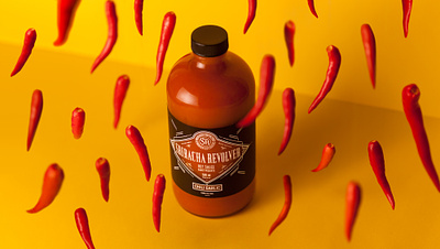Sriracha Revolver branding label lettering logo packaging typography