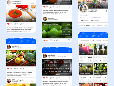 Grocery App apple cart food fresh fruits grocery nutrition product design profile ui user experience design vegetables visual design