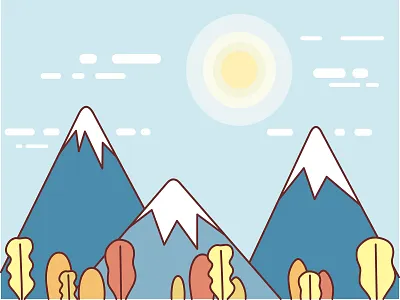 Late autumn 3d autumn blue design flat flat design illustration landscape minimal mountains scene simple winter