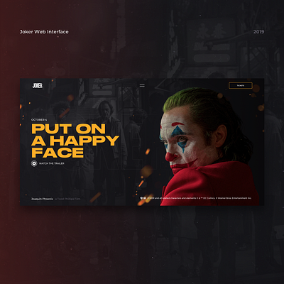 Joker Web-Interface cinema dark dc film homepage joker movie netflix ui ux web website