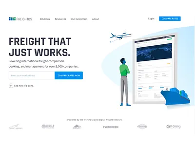 FREIGHTOS WEB SITE about us brand illustraion ui ux vector web page