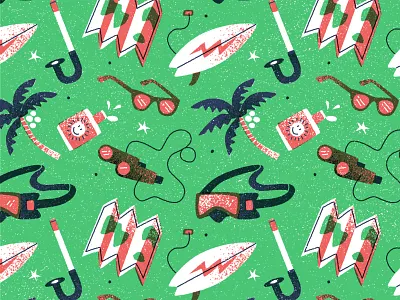Exotic Travels drawing editorial graphic holiday icon illustration map palmtree patterns retro surfing texture travel tropical vector