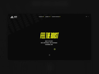 Feel the boost animated animation brand clean corporate dark fashion homepage photography trainers ui ux webdesign website