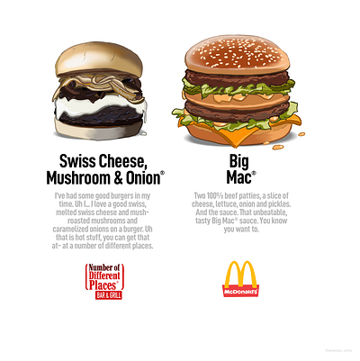 Choose Your Burger americafirst bigmac burger culvers ipad krustykrab mcdonalds mushroom procreate swiss