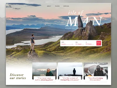 Landing Isle of Man app calendar design landing layout nature nature photography photography schedule travel travel agency travel app typography ui ux winter