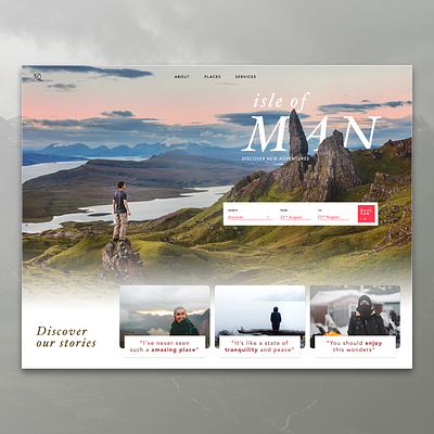 Landing Isle of Man app calendar design landing layout nature nature photography photography schedule travel travel agency travel app typography ui ux winter