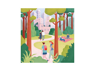 Friluftsliv characters editorial illustration photoshop procreate