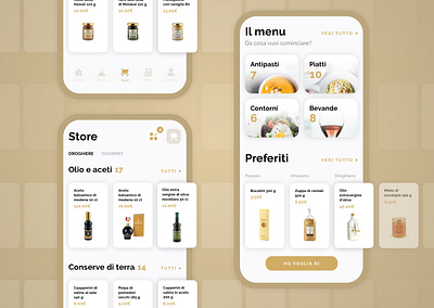 Delivery concept app app cards concept delivery deluxe elegant food gold grocery interface mobile notomia order ui