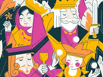 French Playing Cards Royals cards design flat design flat illustration game illustration illustrator joker king knight queen vector artwork