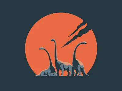 The End (Sunset series) adobeillustrator animal animals apocalypse apocalyptic art artwork digitalart dinosaur dinosaurus diplodocus drawing illustration illustrator jurassic jurassicworld prehistoric sun sunset vector