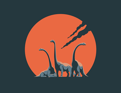 The End (Sunset series) adobeillustrator animal animals apocalypse apocalyptic art artwork digitalart dinosaur dinosaurus diplodocus drawing illustration illustrator jurassic jurassicworld prehistoric sun sunset vector