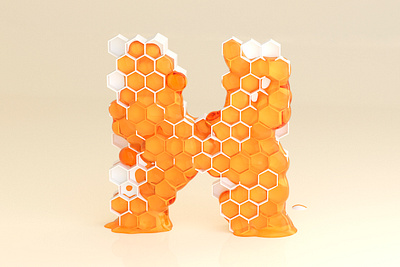 H for Honey 36daysoftype 3d alphabet art artwork blender colour cycles digital art dribble exagon illustration letter lettering material render type typography vector vector art