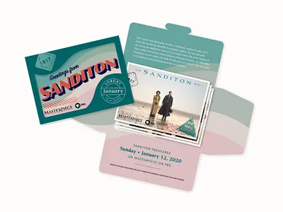 Sanditon Vintage Postcard Set and Envelope color palette design flat illustration illustrator photoshop postcard print print design typography vector vintage