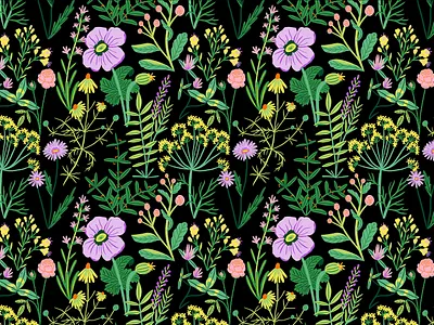 Wildflowers bodil jane digital floral flowers folioart illustration pattern