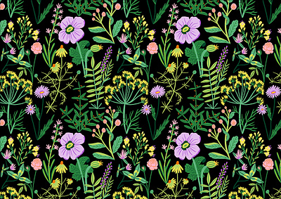 Wildflowers bodil jane digital floral flowers folioart illustration pattern