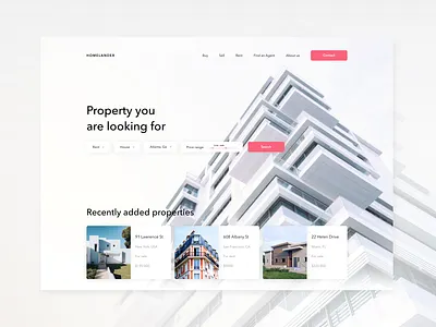 Homelander buildings design desktop house property real estate realestate ui ux web web design webdesign website website design