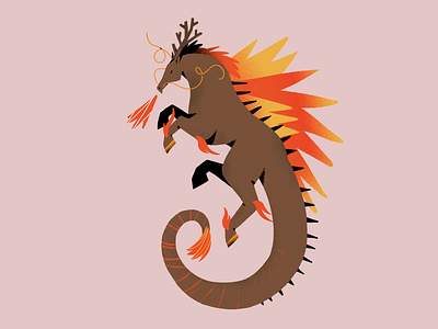 Kirin dragon horse illustration japan legend mith shapes textures