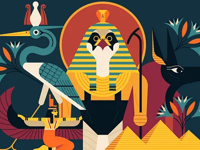 Egyptian character creature digital egyptian illustration myth owen davey vector web