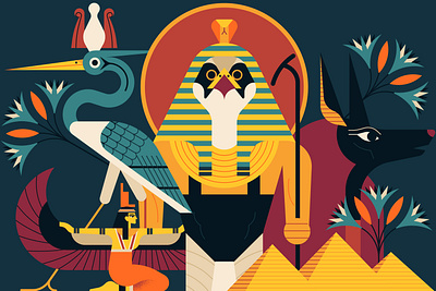 Egyptian character creature digital egyptian illustration myth owen davey vector web