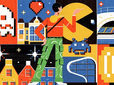 Video Games character colourful digital editorial folioart illustration michael driver retro video games