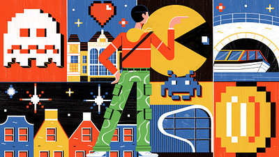 Video Games character colourful digital editorial folioart illustration michael driver retro video games