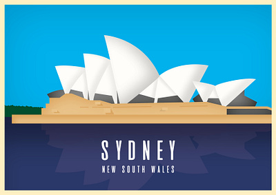 Sydney Opera House Postcard aussie australia design flat design illustration landmark sydney sydney opera house vector