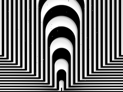 En-tran-ce abstract black white door geometric graphic design illustration kinetic op art optical illusion striped structure visual effect