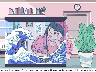 it comes in waves color colorway design drawing environment graphic illustration illustrator ocean palette procreate vector wave