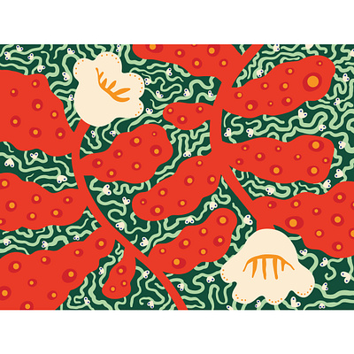 Red Leaf Bloom design illustration pattern design textile design