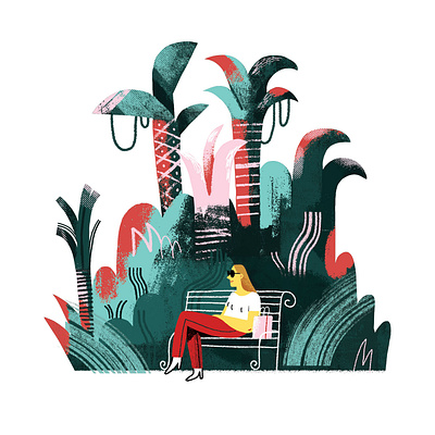 Jardim botanical illustration break garden park people travel illustration tropical