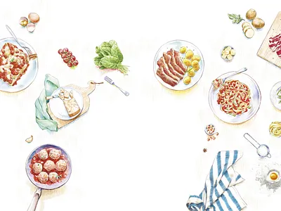 26 feet illustration for a food exhibition architecture colors exhibition food realism traditional