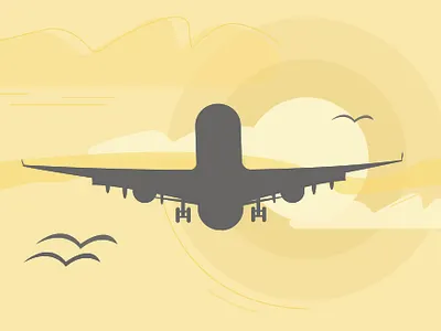 Sunset airplane graphic illustration plane vector yellow