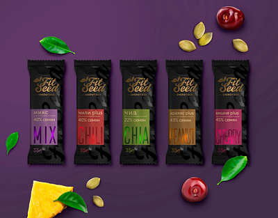 Energy Bar "FitSeed" branding design food fruit logo pack packaging
