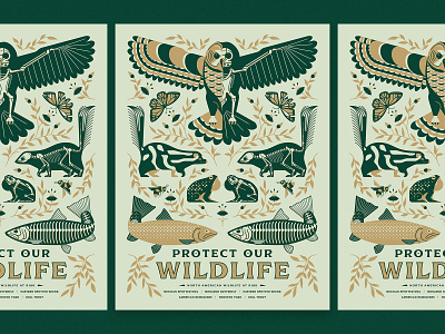 "Protect our Wildlife" AfterHoursATX 2019 Poster afterhours art illustration political poster screenprint wildlife