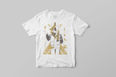 Anubis t-shirt anubis death digital art egypt fashion god gold hieroglyph illustration poster pyramid tshirt