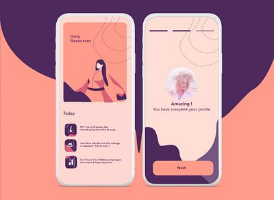Beauty Blog Application - XD application design beauty blog beauty product beauty salon blog application branding design flat illustration make up app minimal ui design ux ux design