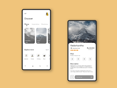 DailyUI #007 : Travel App Concept adobe xd app design bangalore booking bookink cleanui clouds designer finance fintech mountains nature peace solitude travel ui uidesign uiux wallet