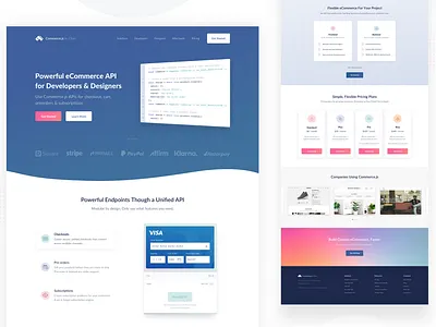 CommerceJS Website Design commerce dashboard design illustration landing page payments ui ux website website design