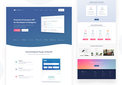 CommerceJS Website Design commerce dashboard design illustration landing page payments ui ux website website design