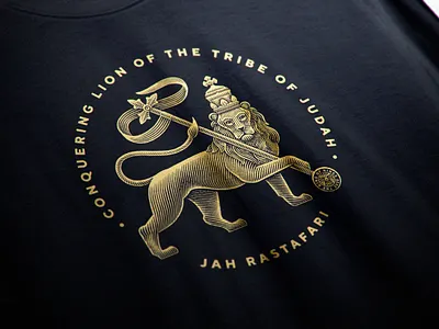 Jah Lion engraving etching gold lion