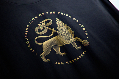 Jah Lion engraving etching gold lion