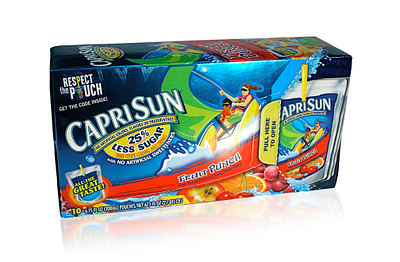 CapriSun 10 pouch package design beverage packaging brand engagement branding caprisun consumer goods dimensional varnish graphic design illustration package design print design tactile design vector