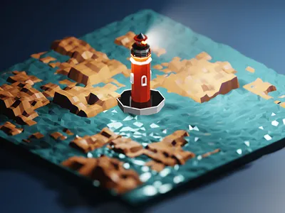 Light House blender blender3d flatdesign isometric light house lowpoly orthographic watch tower