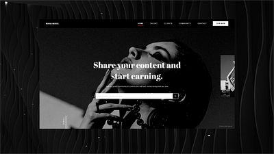 Model Booking Platform Website black black white dark design desktop fashion grayscale intense landing page modelling noir ui ux website