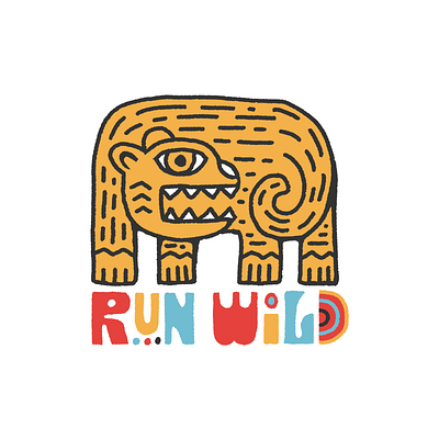 Run Wild branding design folkart hand drawn hand lettering icon illustration kids art kids book logo typography vector vintage