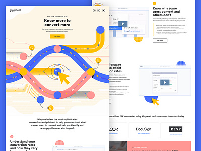 Mixpanel Conversions Landing Page conversions data illustration landing page tech