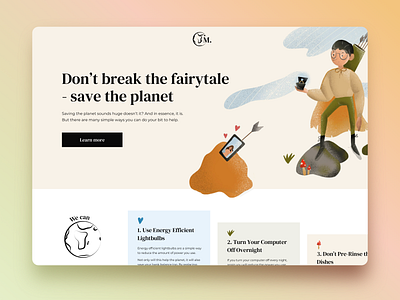 Landing Page - Save the Planet color craft design fairytale hero image illustration illustrator landing pallet procreate save earth save the planet typography ui ux vector website