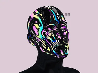 STILLNESS ILLUSTRATION abstract art artist artwork colorful daily everyday art gradient graphic design human illustration illustrations iridescent klarens portrait portrait art poster poster art robot vaporwave